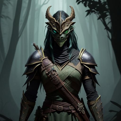 Lizardfolk Ranger in Dark Fantasy Illustration