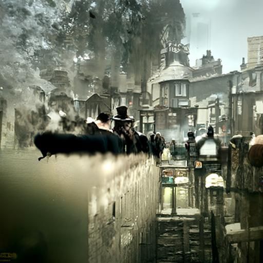 Misty London Street Scene, 1880s Power