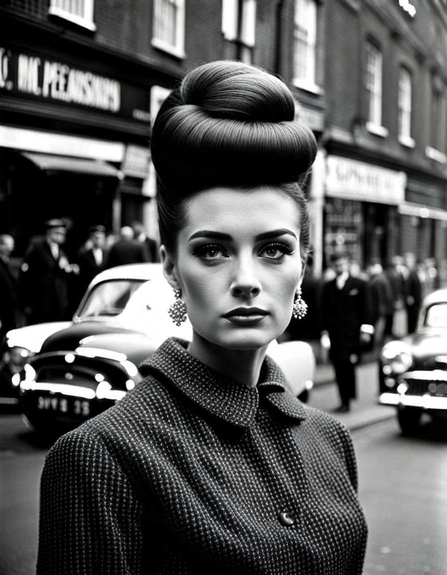 Vintage London Street Scene in 1960s Glamour
