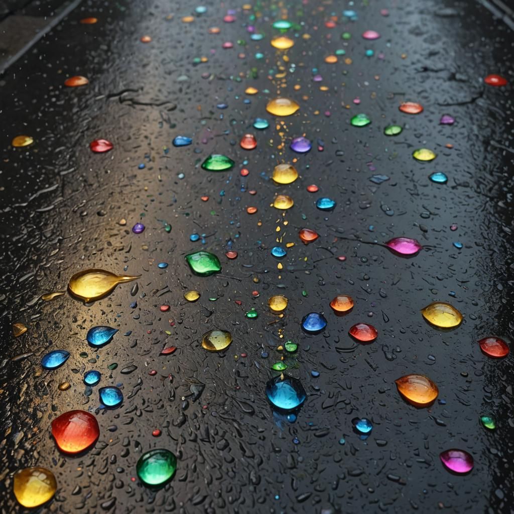Hyperrealistic Raindrop Rainbow Prism During Lightning Storm