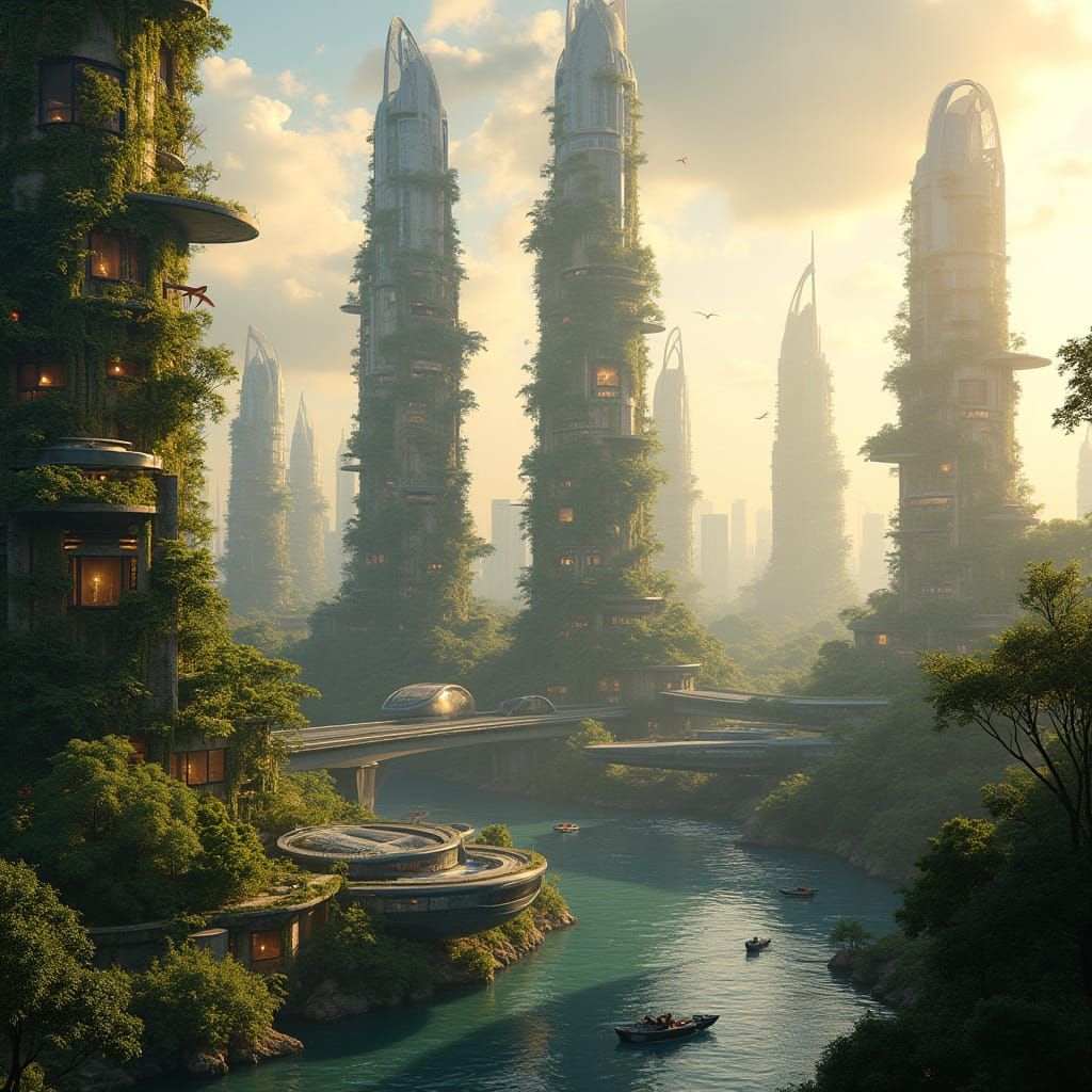 Futuristic Metropolis at Golden Hour
