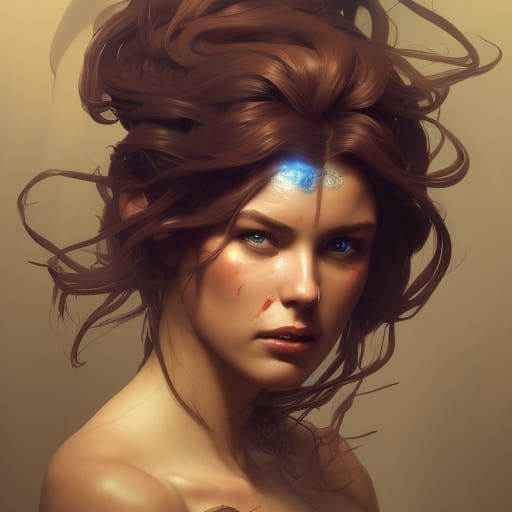 Queen Portrait in Art Nouveau Concept Art Style