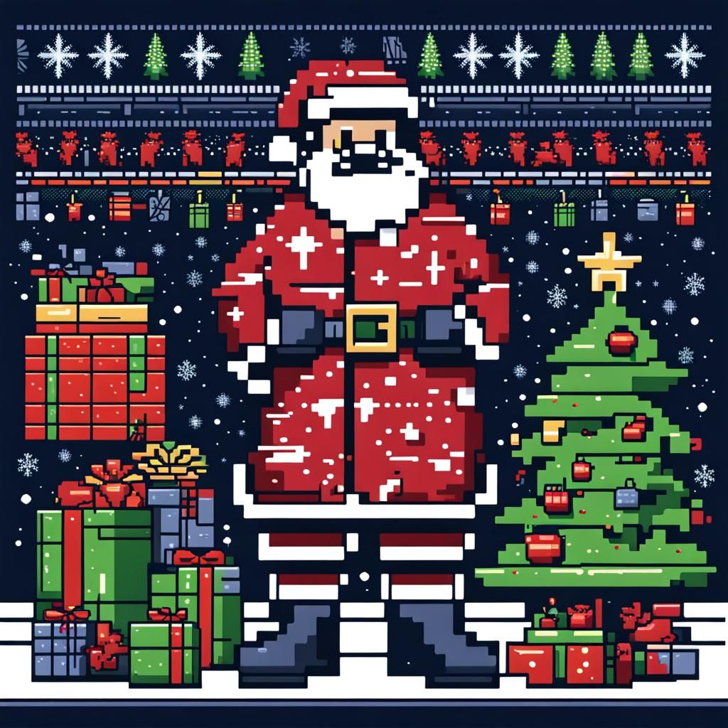 Pixel Art Ugly Christmas Sweater T-Shirt Design