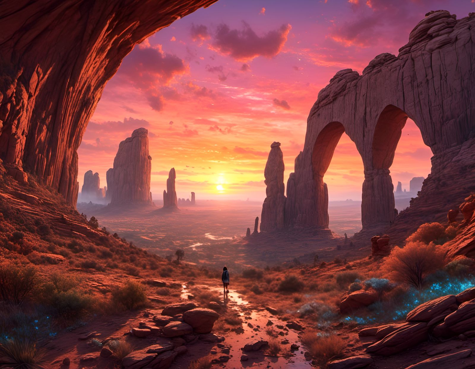 Arches National Park Sunset in Detailed Matte Painting