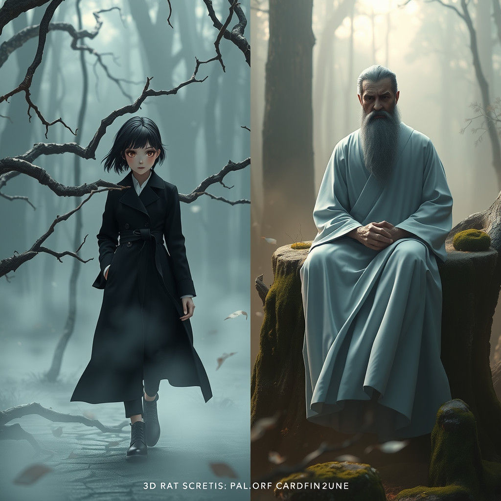 Split Screen: Woman's Journey, 3D Anime Art