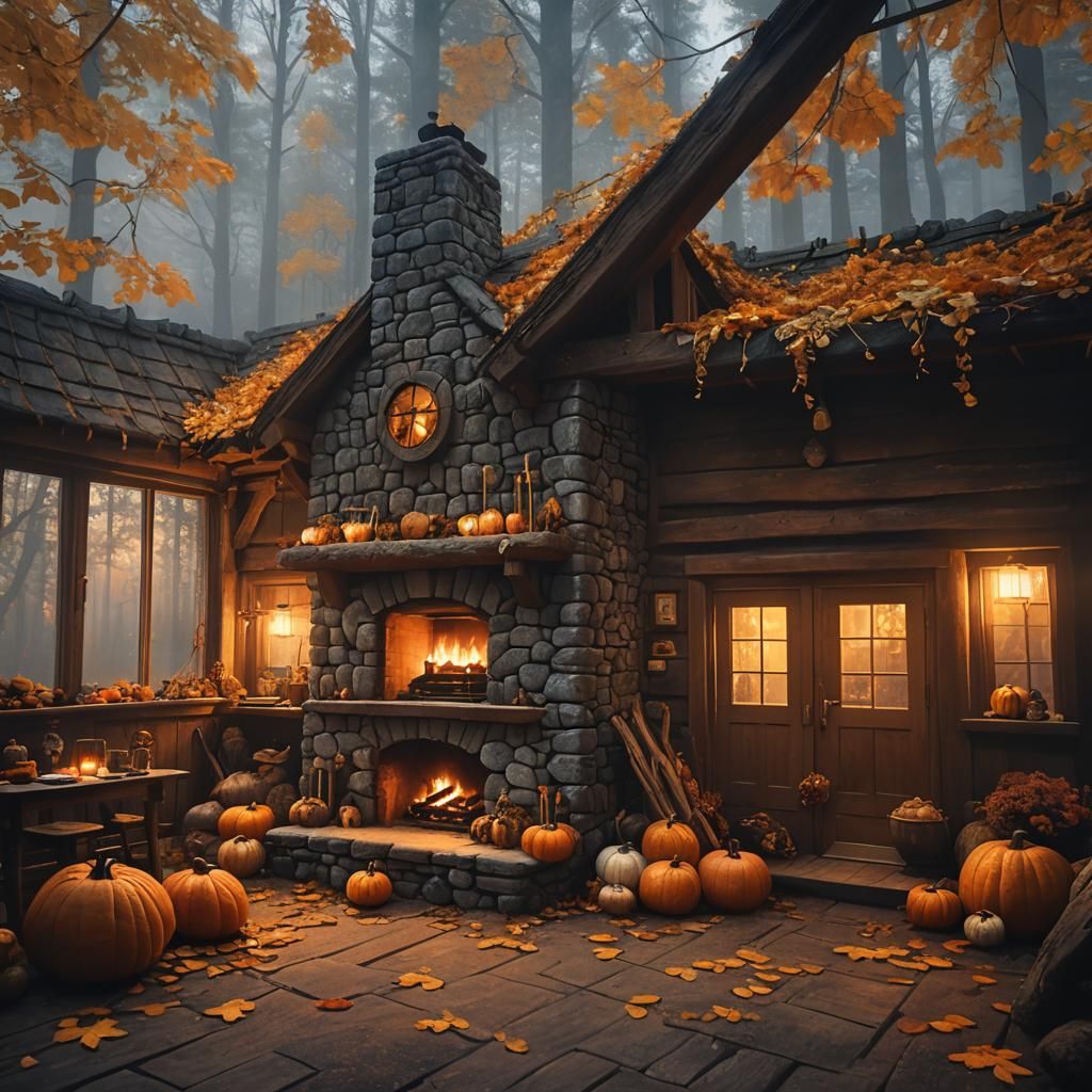 Cozy Scottish Cabin Interior at Night