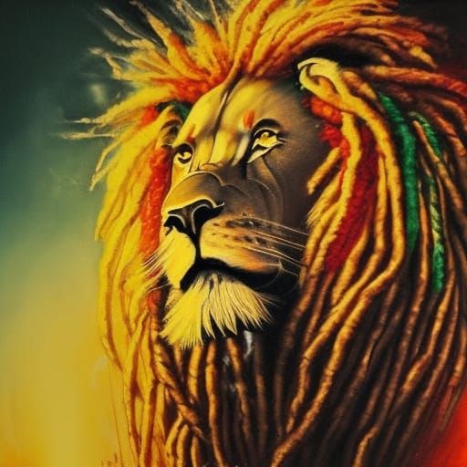 Rasta Lion with Dreadlocks in Sunlight