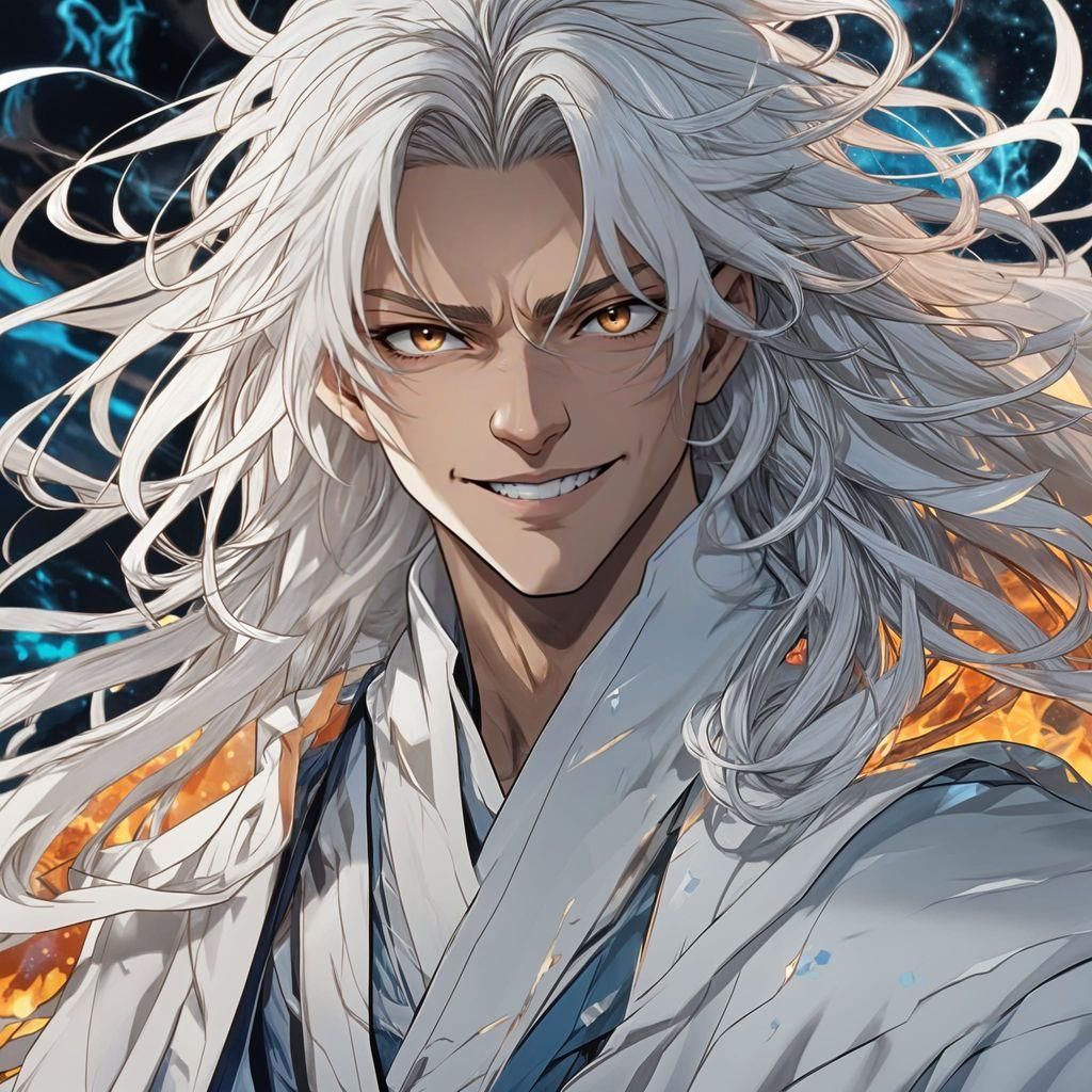 Anime Young Man Achieving Transcendence in Cel-Shaded Style