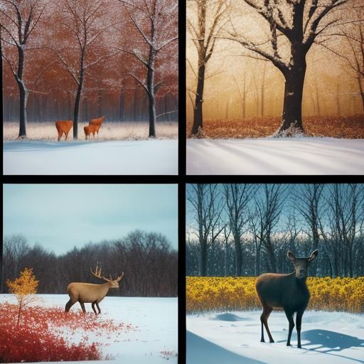 Four Seasons Split-Screen: A Cinematic Film Still