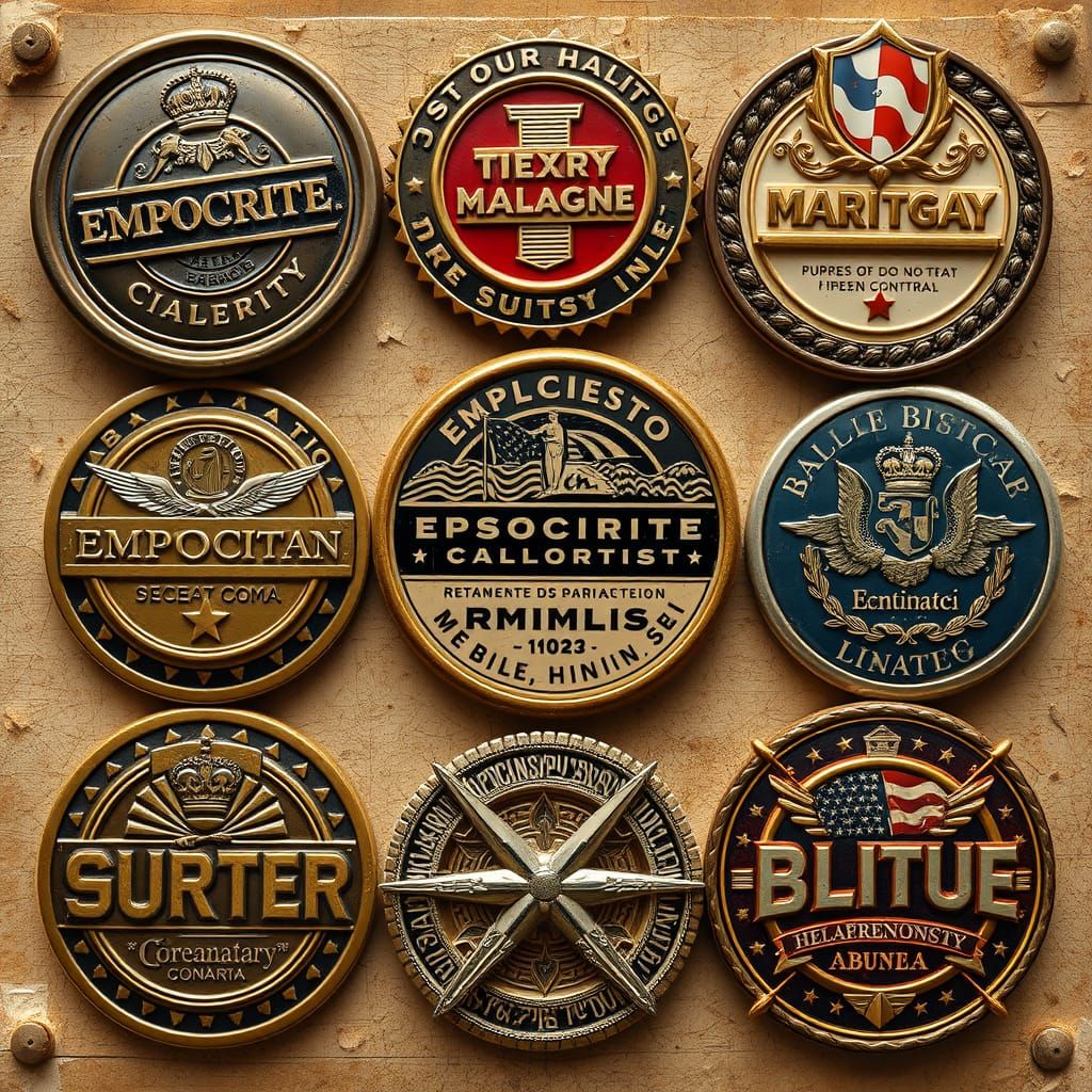 Vintage Employee Badges in Art Deco Style