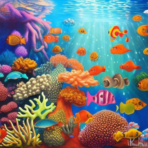 Underwater Coral Reef Ecosystem in Astral Style