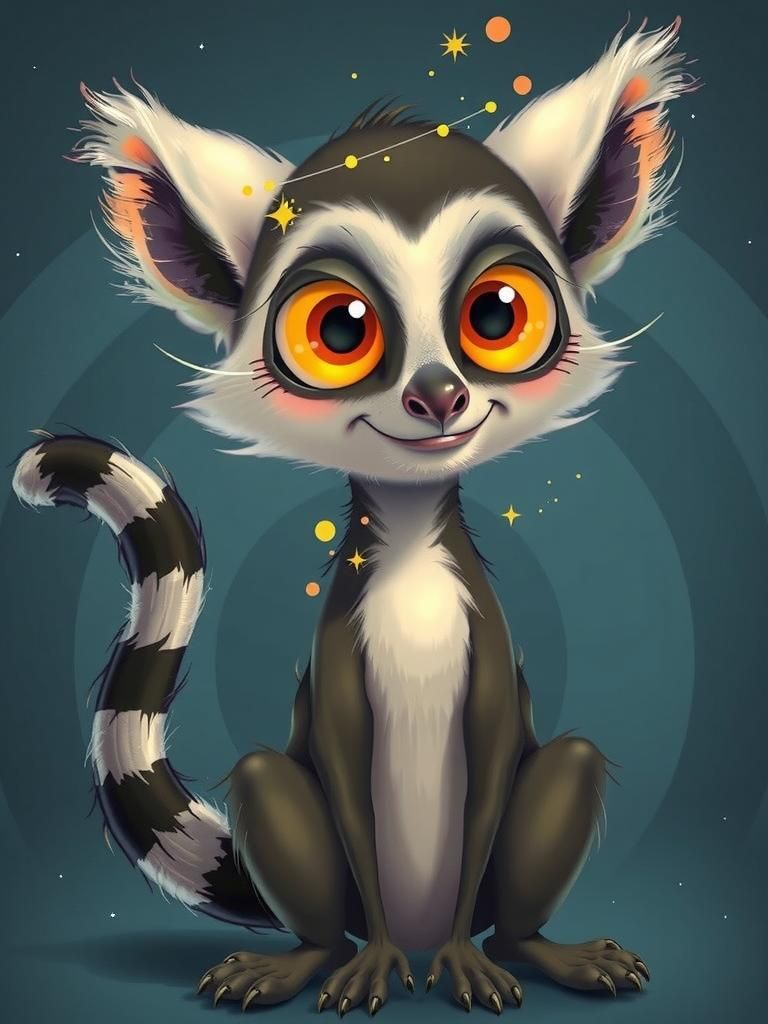 Stylized Ring-Tailed Lemur in Modern Cartoon Style