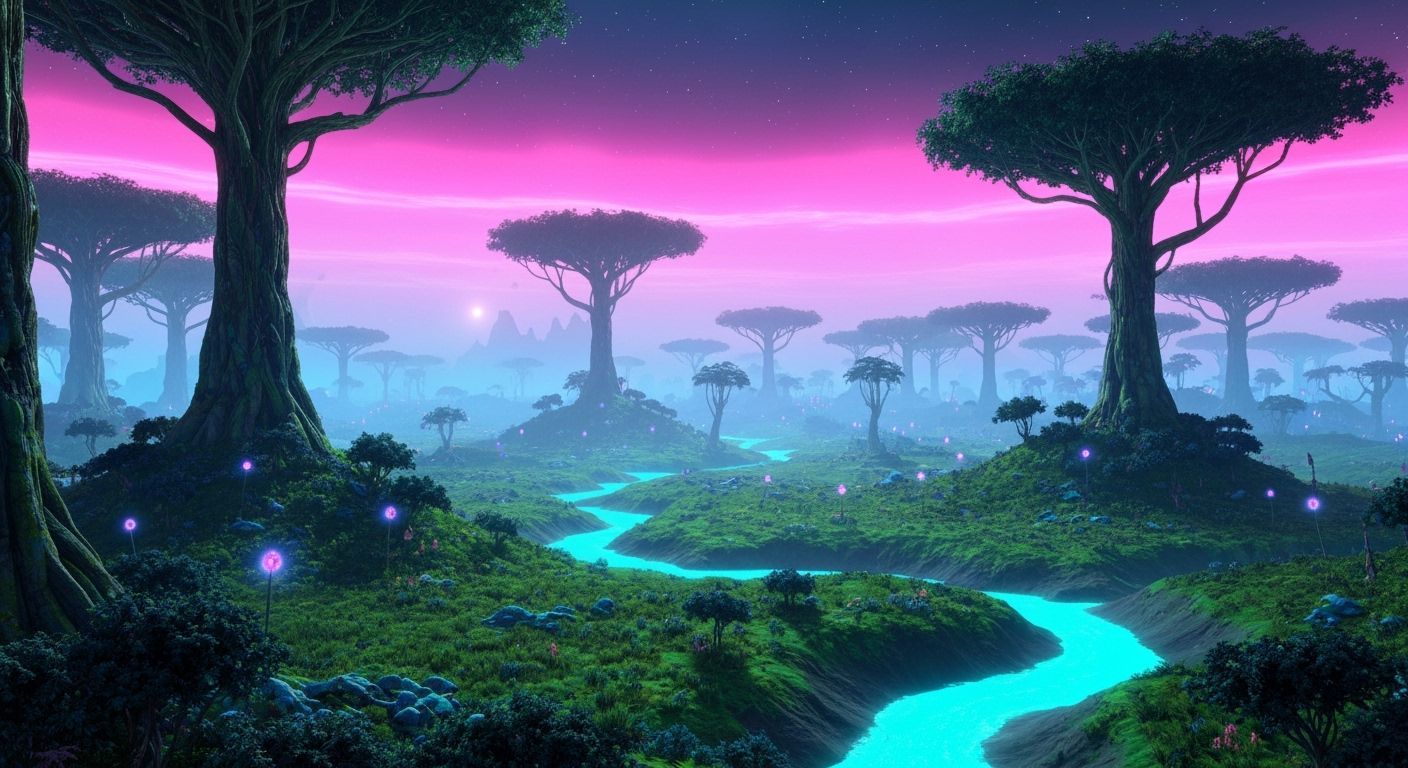 Exoplanet Orbiting Black Hole: Futuristic Sci-Fi Art