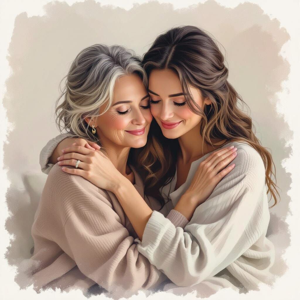 Heartwarming Portrait of Mother and Child Embracing