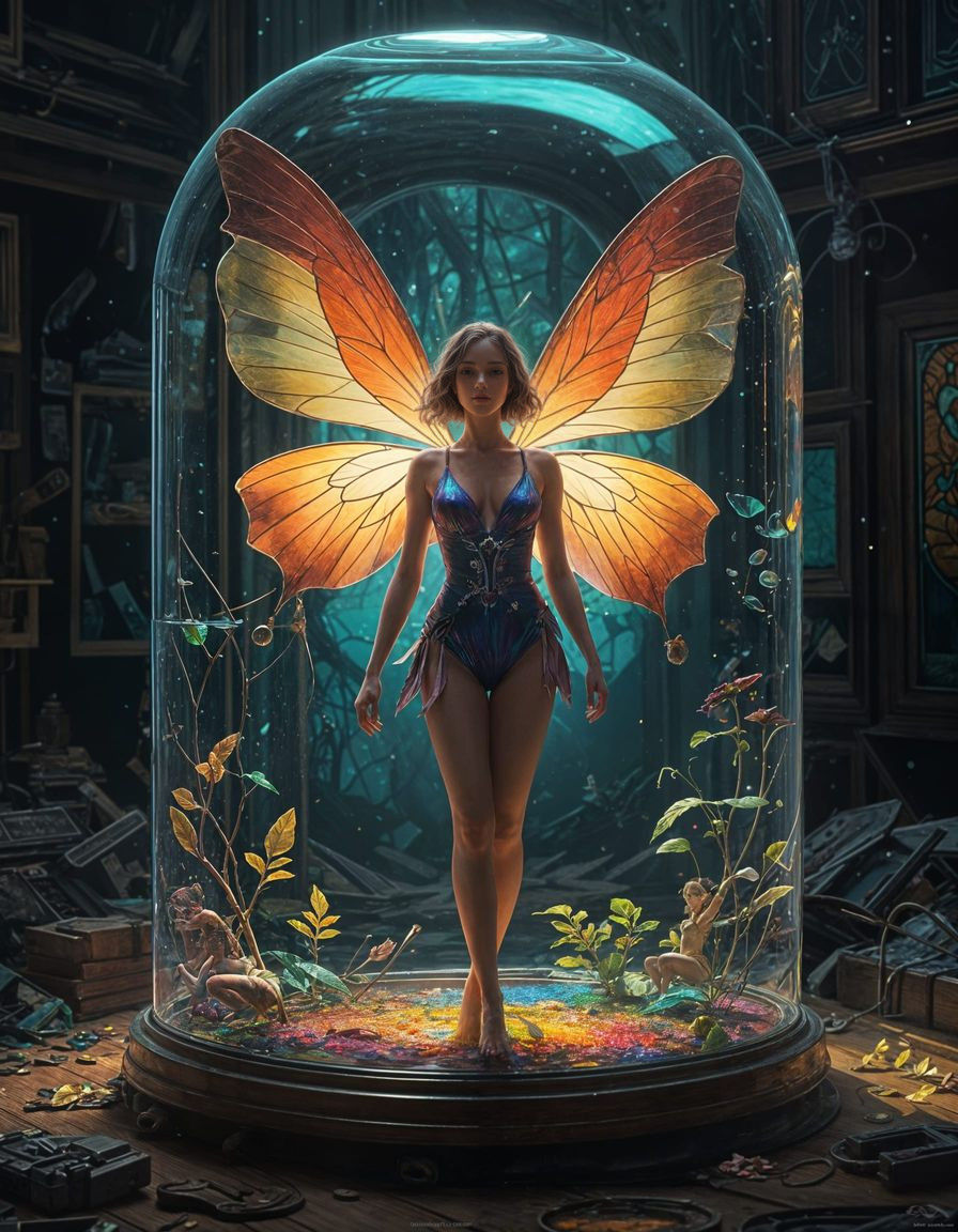 Vibrant Fairy Trapped in Stained Glass Jar