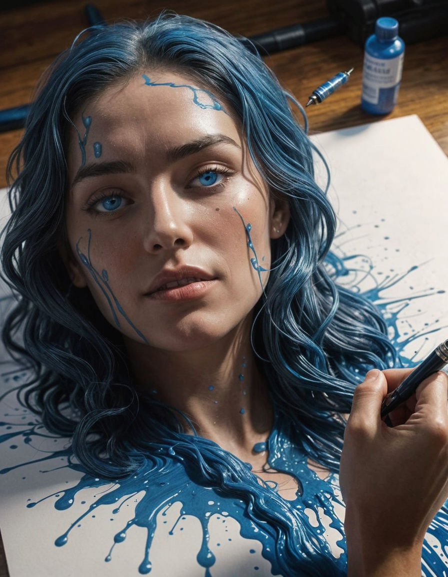 Ink Woman Emerges: Hyperrealistic Digital Art