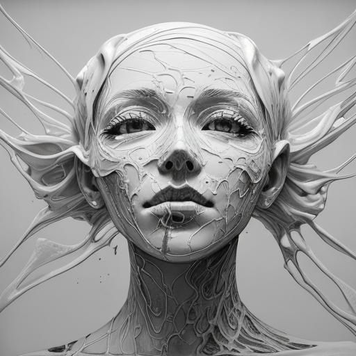 Geometric Human Sculpture with Fine Lines and Moire