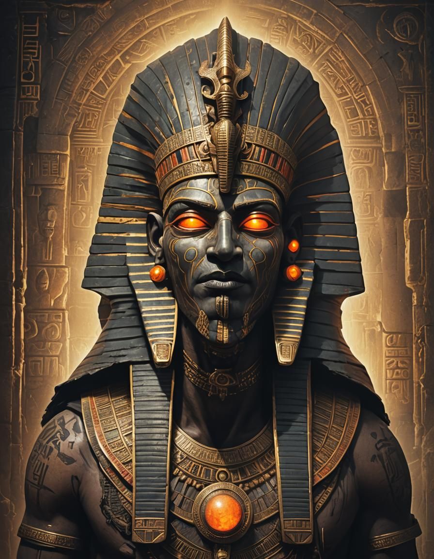 Mighty Pharaoh in Dark Fantasy Style with Mask