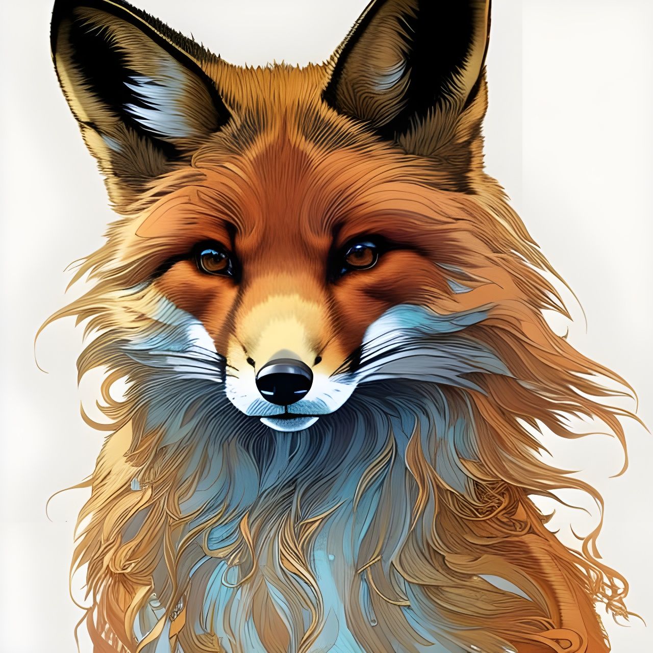 Detailed Portrait of a Fox Pup in Digital Painting