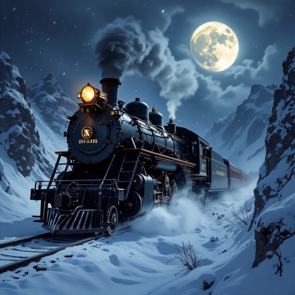 Ominous Steampunk Train Plunges Through Snowy Mountain Cliff...