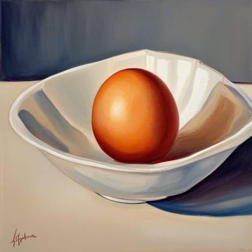 Detailed Gouache Painting of an Egg