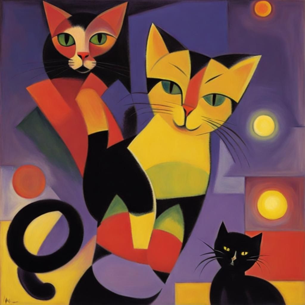 Fluorescent Cat: An Expressionist Glowing Feline