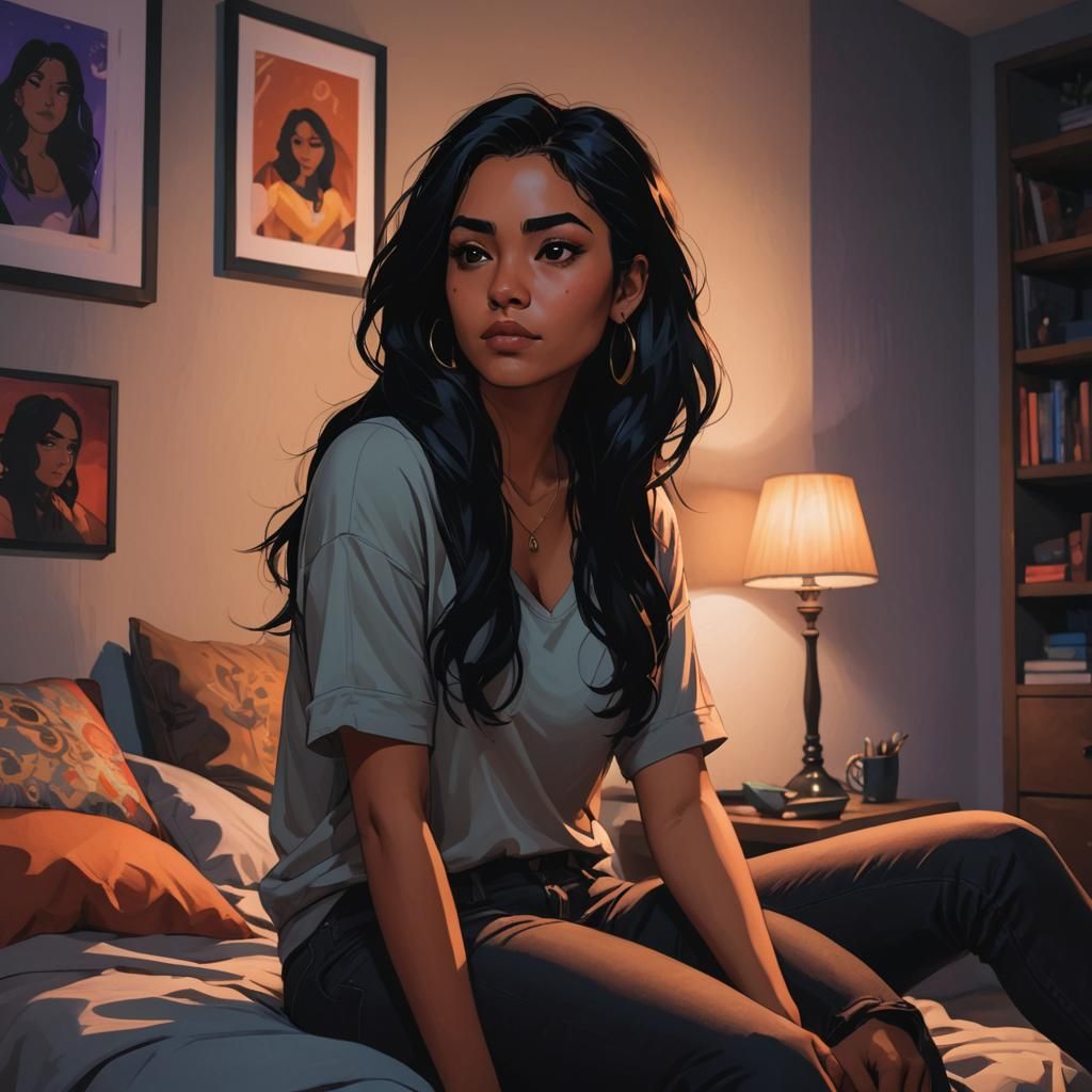 Latina Woman Portrait in Webcomic Style
