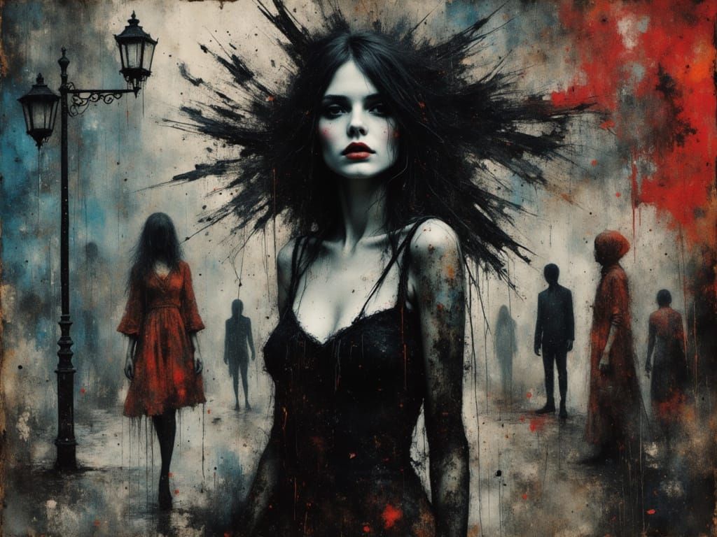 Surreal Female Figure of Chaos in Watercolor and Ink