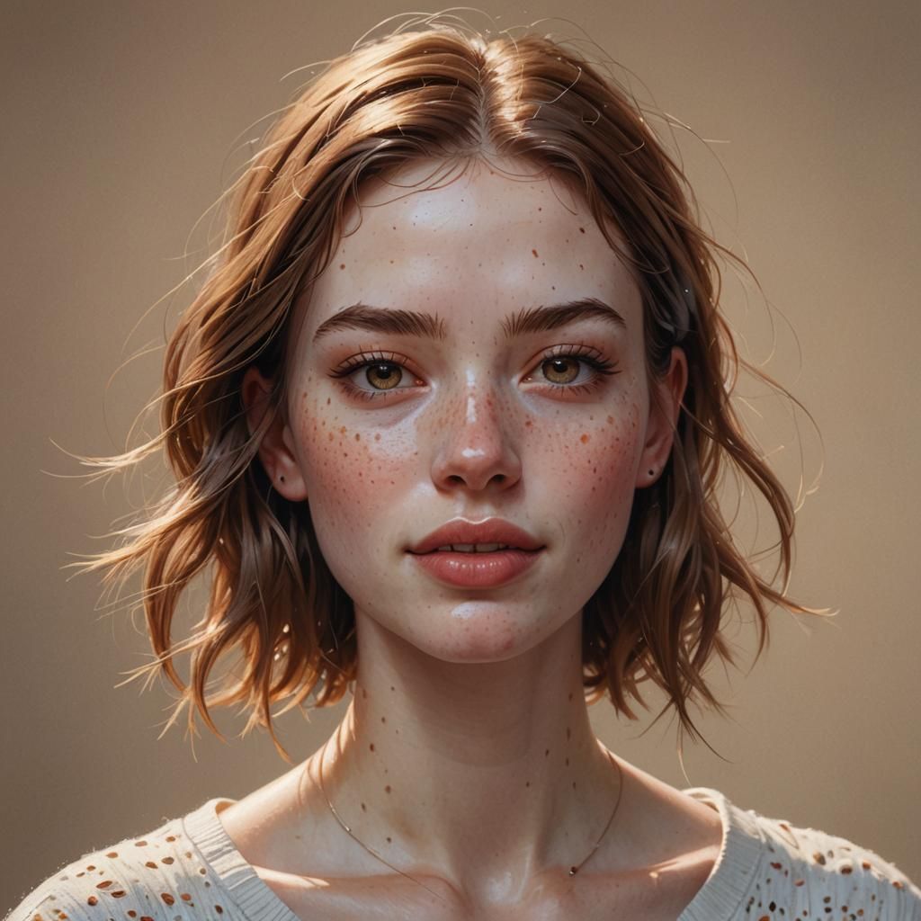 Hyperrealistic Portrait of a Happy Young Girl