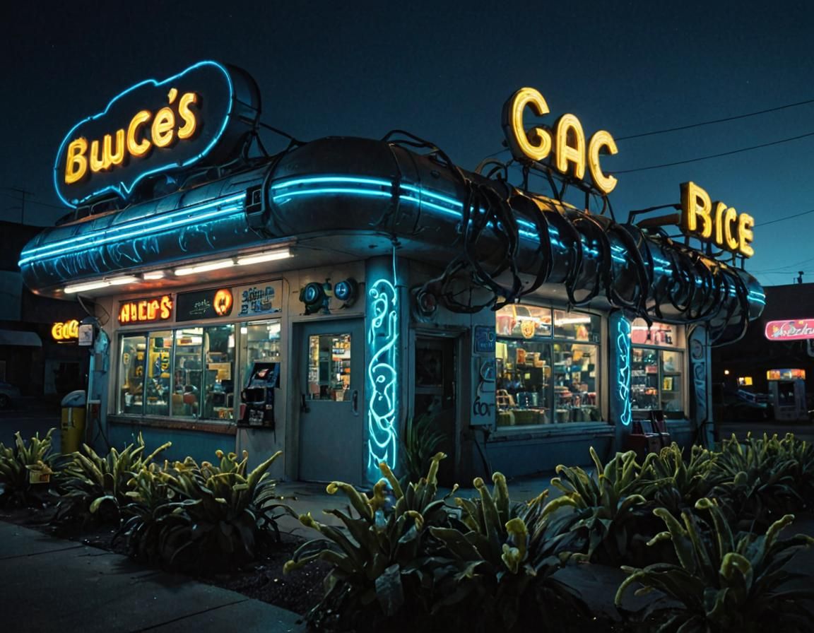 Futuristic Buc-ee's Convenience Store in Alien Landscape