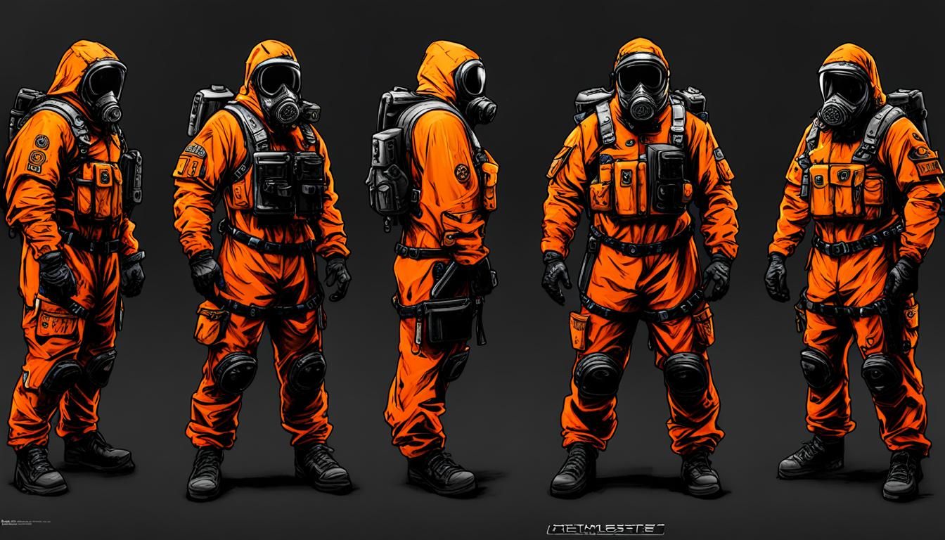Hazmat Suit Confronts Orange Monsters