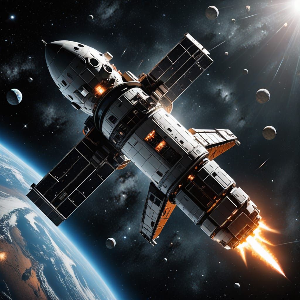 Interstellar Spacecraft Soaring Through Outer Space