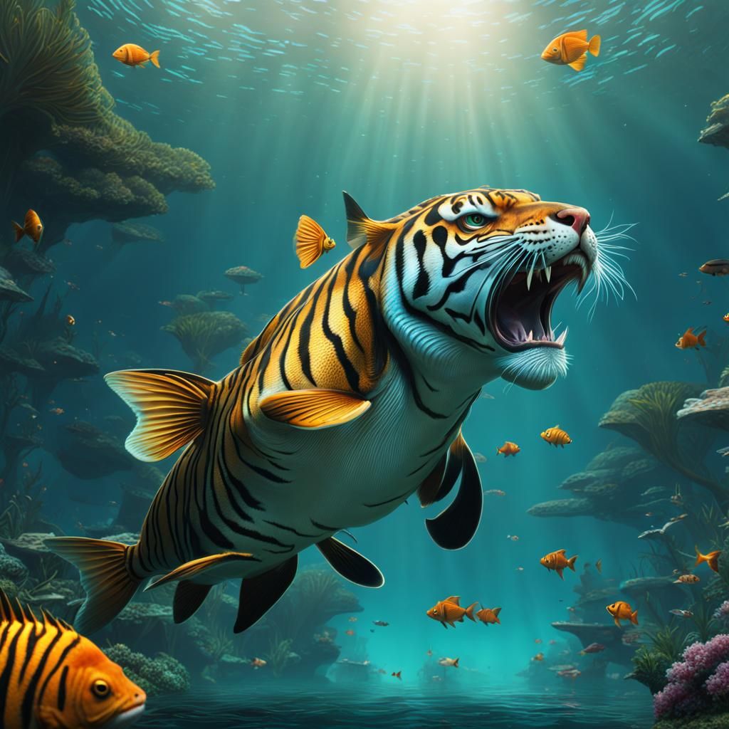 Fantasy Fish Tiger Hybrid in Cinematic Style