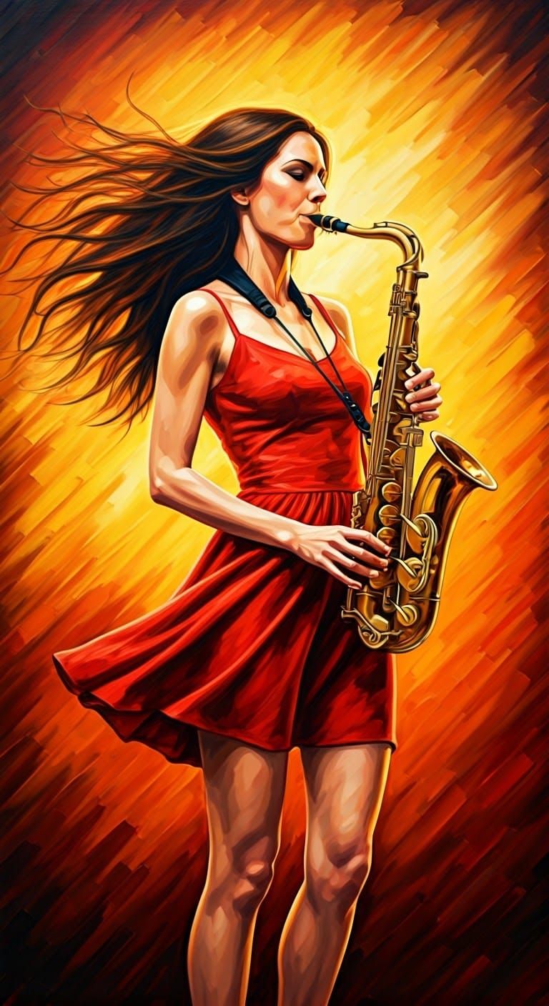 Wild Saxophonist Lost in Passionate Solo