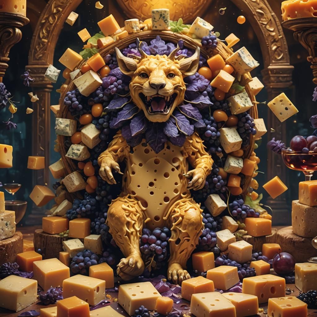 Majestic Cheese Mise: Vibrant Fantasy Concept Art