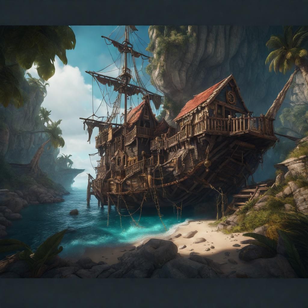 Fantastical Pirate's Hideout Concept Art