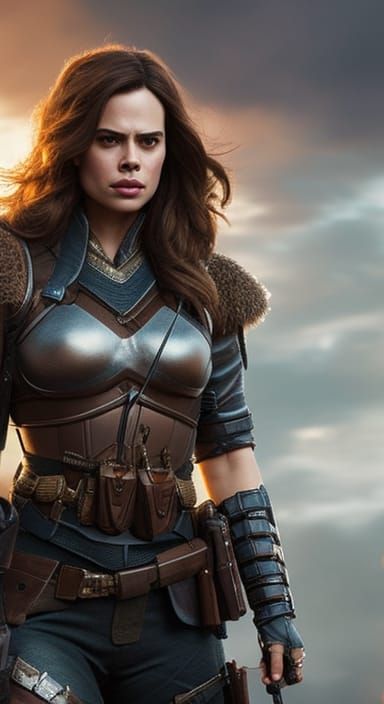 Warrior Girl Portrait in Hyperrealism Style