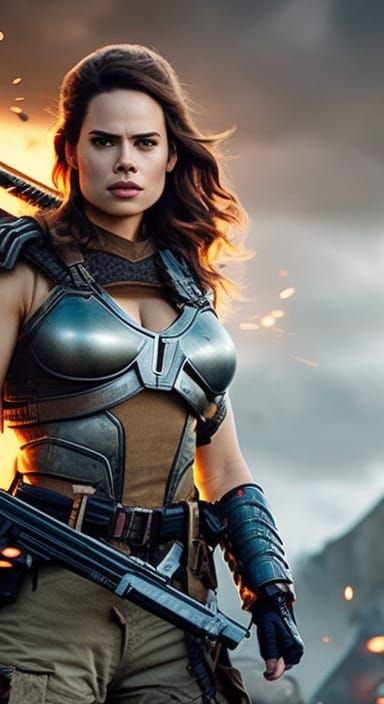 Warrior Girl Portrait in Hyperrealism Style