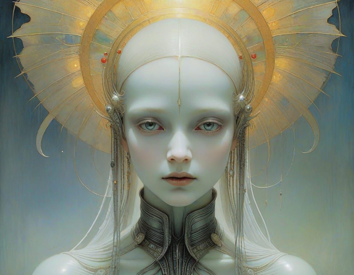 Surreal Evening Scene in a Cyberpunk Aesthetic