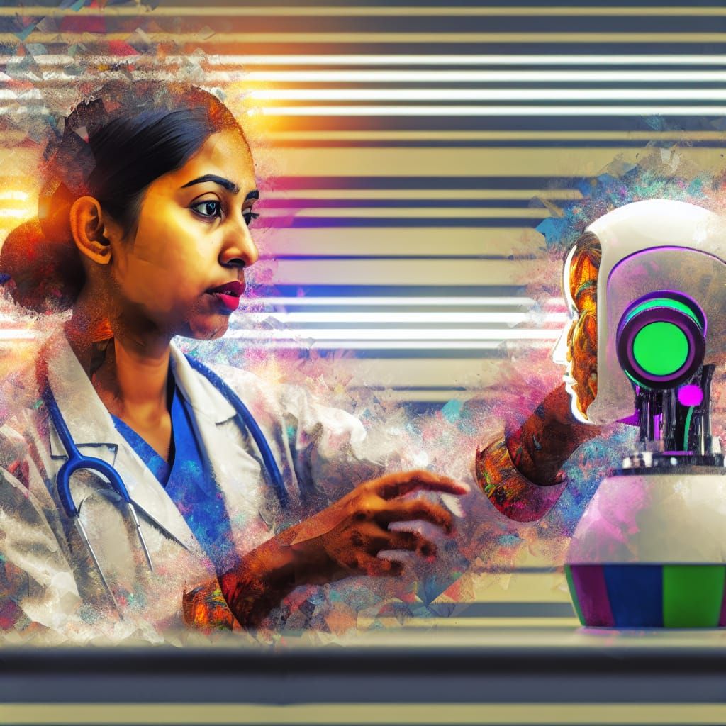 AI-Powered Healthcare: Doctor Interacting with AI Technology