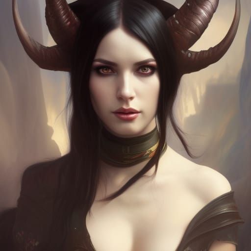 Tiefling Warlock Portrait in Spectacular Detail