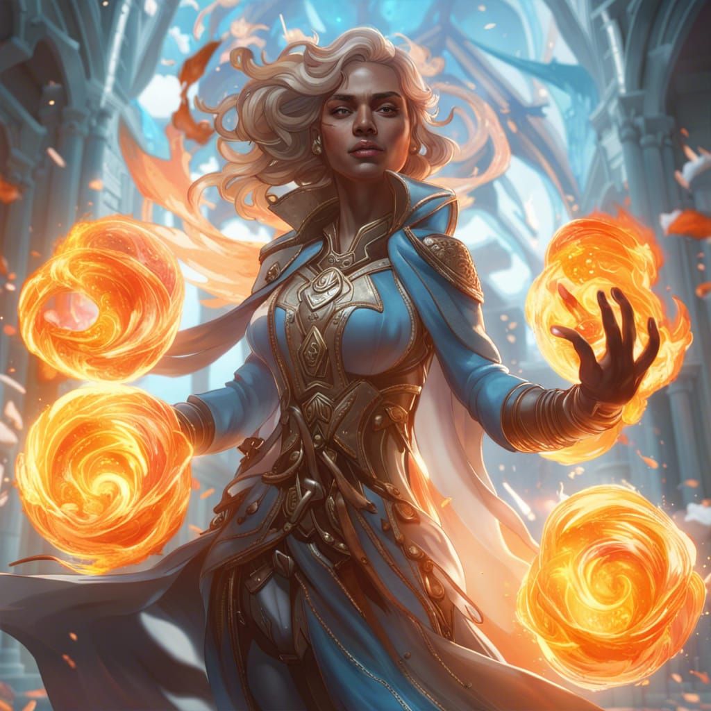 Ice and Fire Woman: Hyperdetailed Concept Art