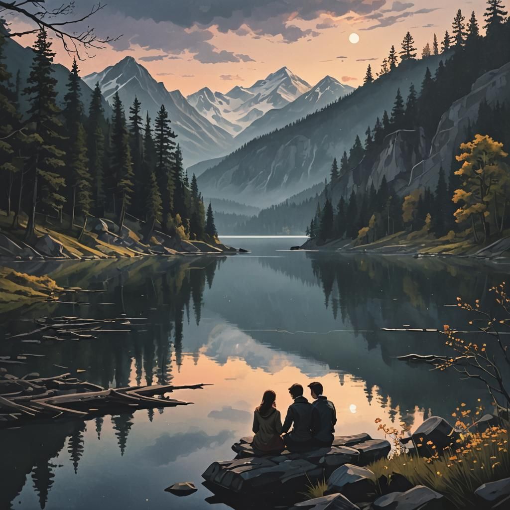 Eternal Love Across Mountains: Detailed Matte Painting