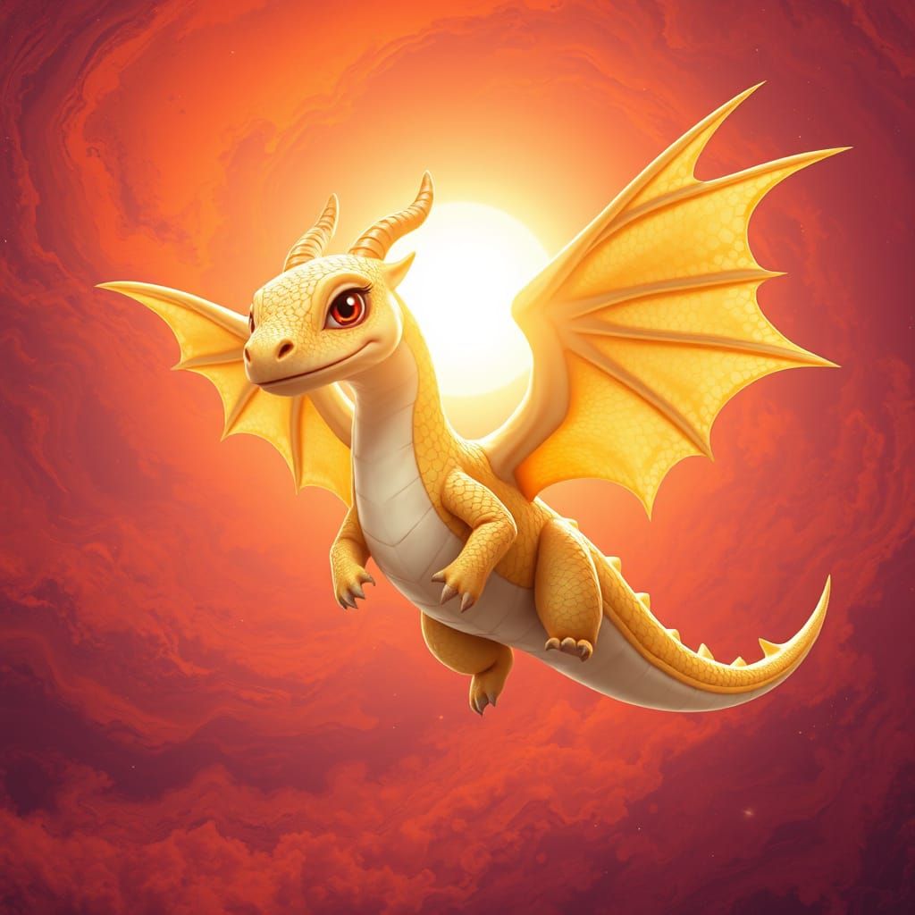 Realistic Dragon in Sunlit Space