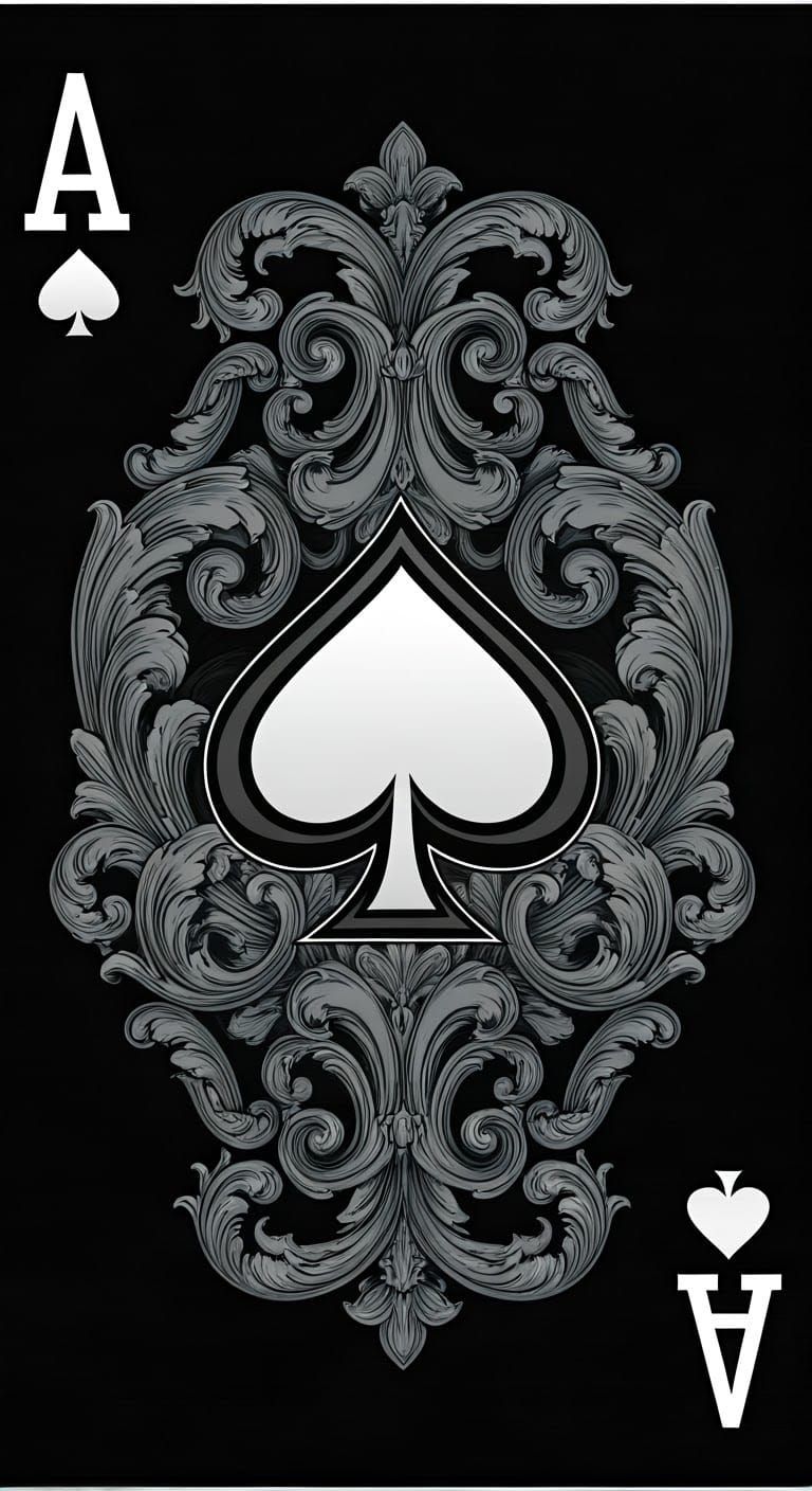 Elegant Ace of Spades in Baroque Style