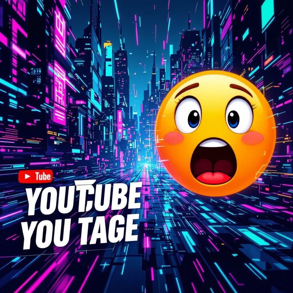 Cyberpunk Cityscape YouTube Thumbnail with Neon Glow