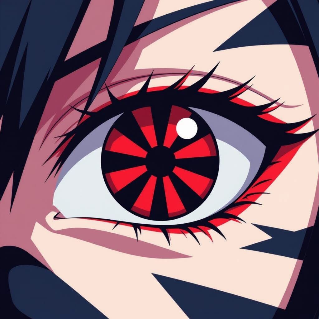 Close-up of a Sharingan Eye in Digital Art Style