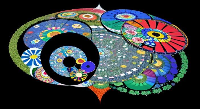 Vibrant Kaleidoscopic Garden in Whimsical Style