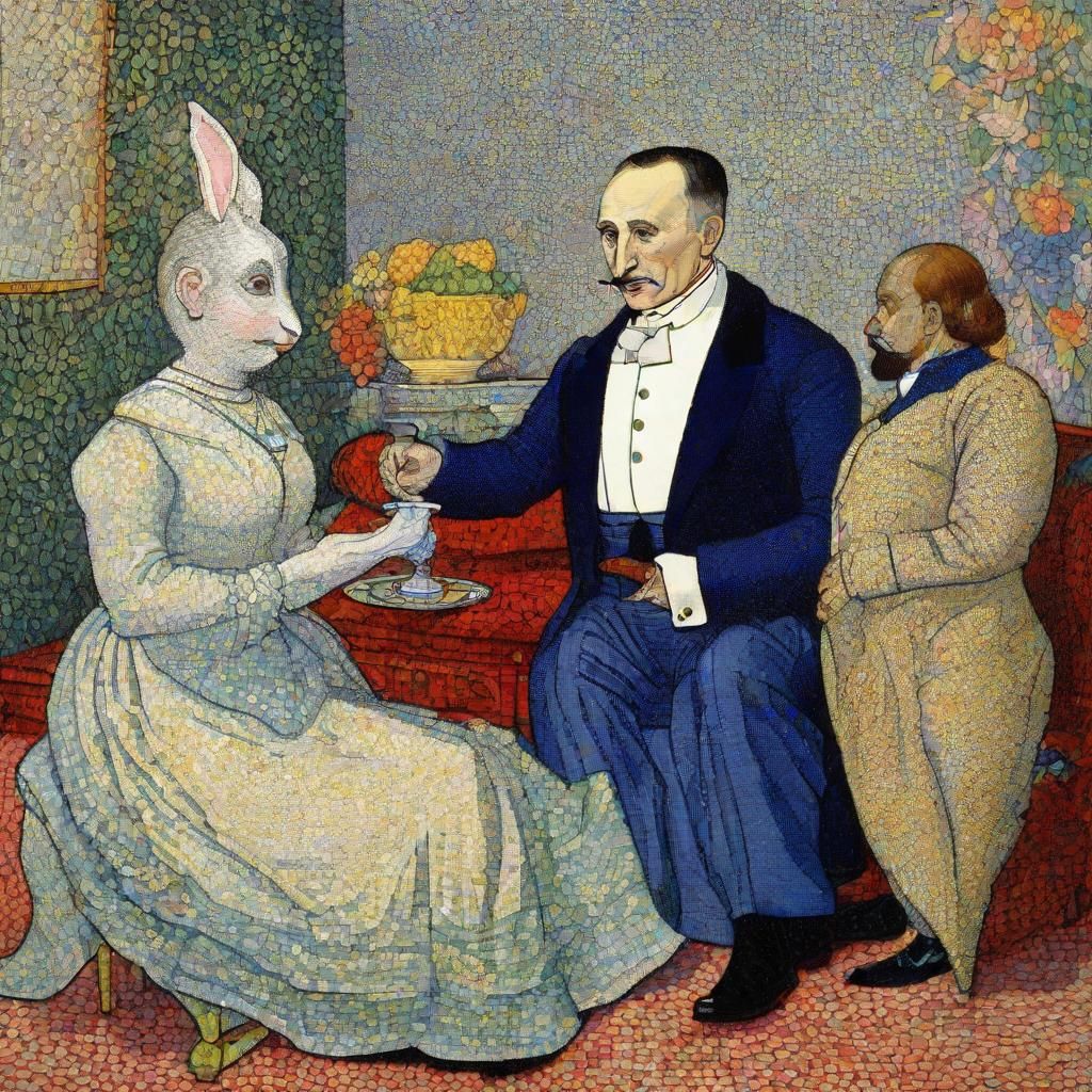 Rabbit Bulbul Guidance: Pointillism Style Image