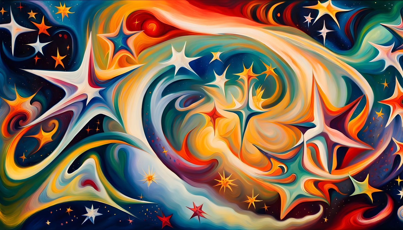 Iridescent Star Cluster Formation in Abstract Expressionism